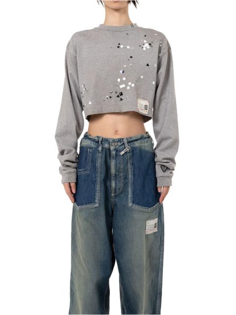 Maison MIHARAYASUHIRO Embellished Cropped Long Sleeve T-shirt