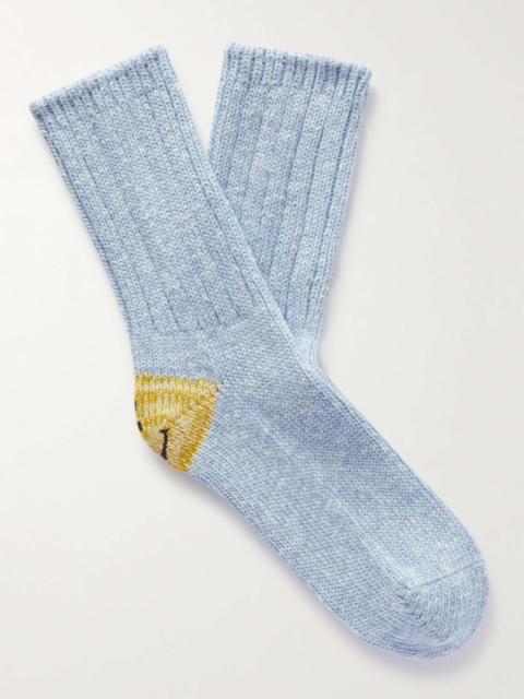 Intarsia Cotton-Blend Socks
