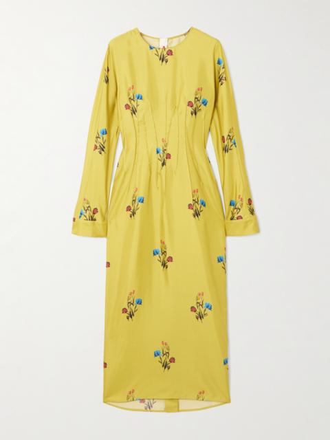 Marni Floral-print Silk-twill Midi Dress