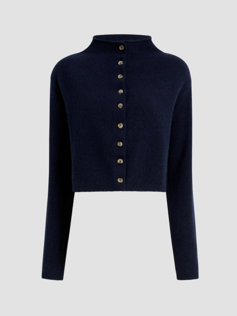 KHAITE Women's Annora Rollneck Wool-Cashmere Cardigan - Midnight Navy