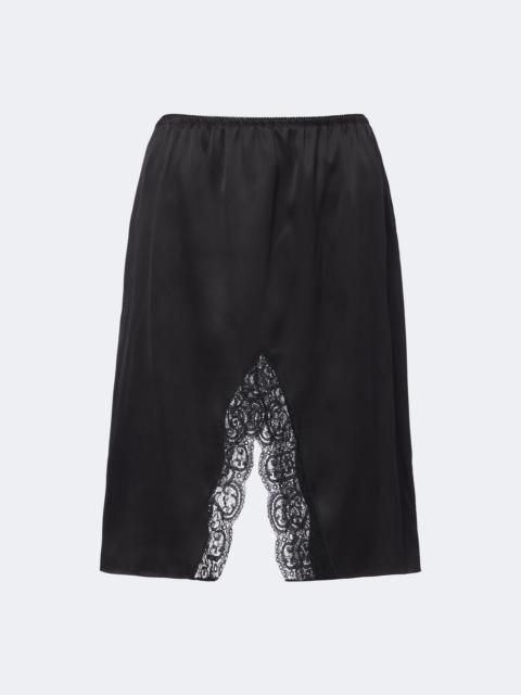SAINT LAURENT Lace-trimmed silk satin slip skirt