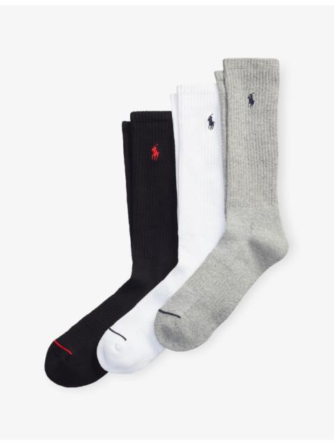 Polo Ralph Lauren Ribbed Pack of Three Cotton-Blend Socks