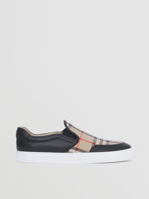 Burberry Leather and Vintage Check Slip-on Sneakers