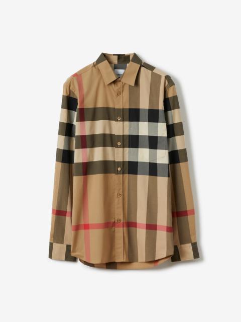 Burberry Check Stretch Cotton Poplin Shirt