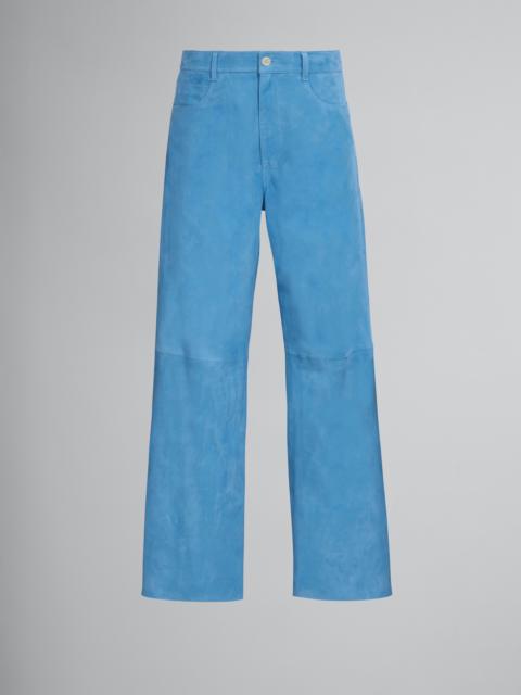 Marni LIGHT BLUE SUEDE TROUSERS