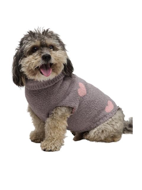 Barefoot Dreams barefoot dreams CozyChic® Heart Print Pet Sweater in Beach Rock-Bloom
