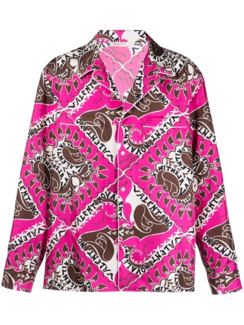 logo-print silk shirt