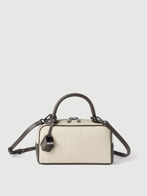 Brunello Cucinelli Explorer small Boston bag in techno raffia and leather