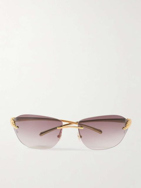 Cartier Panthère Classic Rimless Square-Frame Gold-Tone Sunglasses