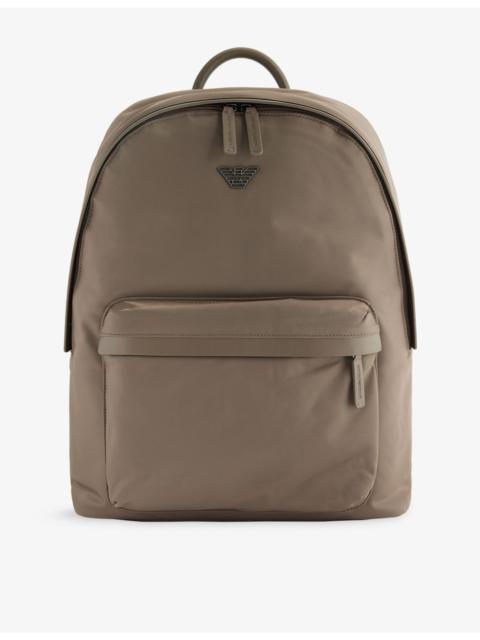 EMPORIO ARMANI Rounded Logo-Plaque Woven Backpack