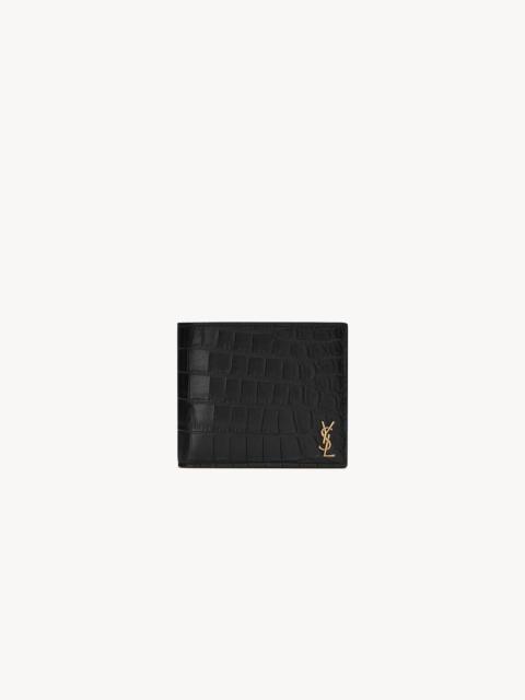 TINY CASSANDRE EAST/WEST WALLET IN CROCODILE-EMBOSSED MATTE LEATHER