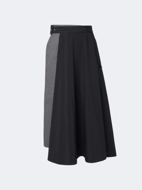sacai Paneled taffeta and wool flannel midi skirt