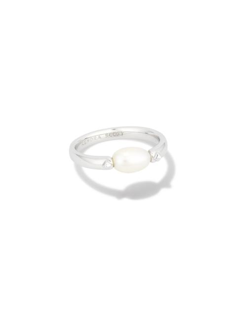 KENDRA SCOTT Leighton Silver Pearl Band Ring in Freshwater Cultured Pearl