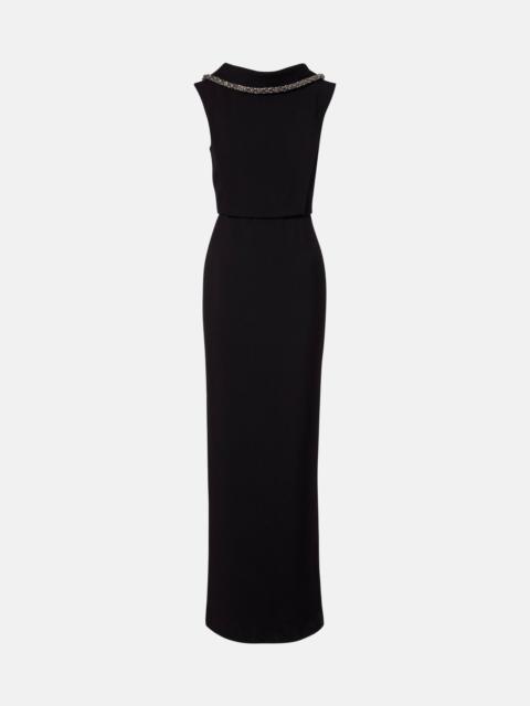 ROLAND MOURET Embellished crêpe gown