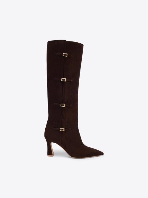 MALONE SOULIERS Nolan 70 Dark Brown Suede Tall Boots