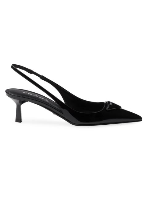 Prada Women's Patent Leather 55MM Slingback Pumps - Black