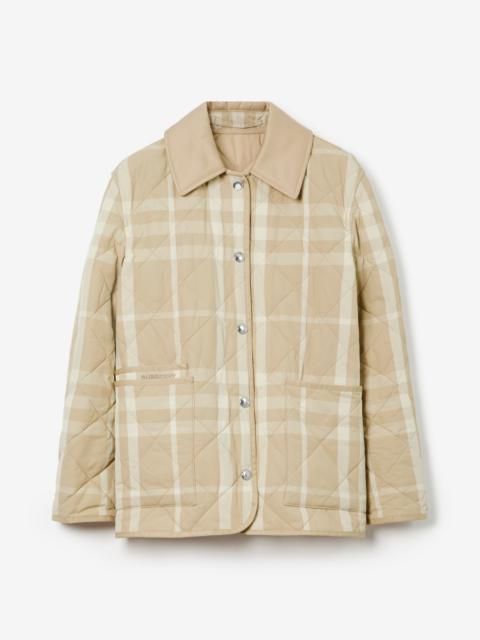 Check Diamond Quilted Nylon Barn Jacket