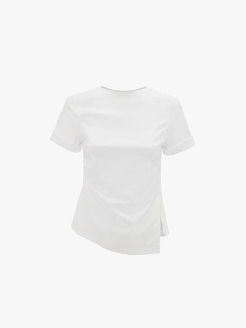 Drape Detail Cropped T-shirt in White