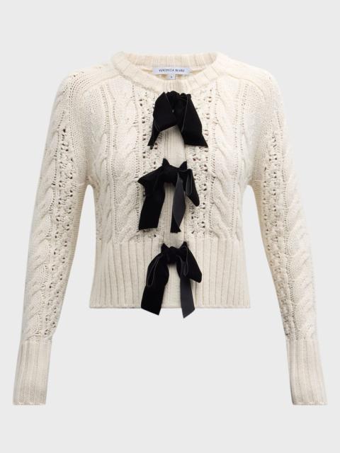 VERONICA BEARD Christina Cable-Knit Bow Sweater