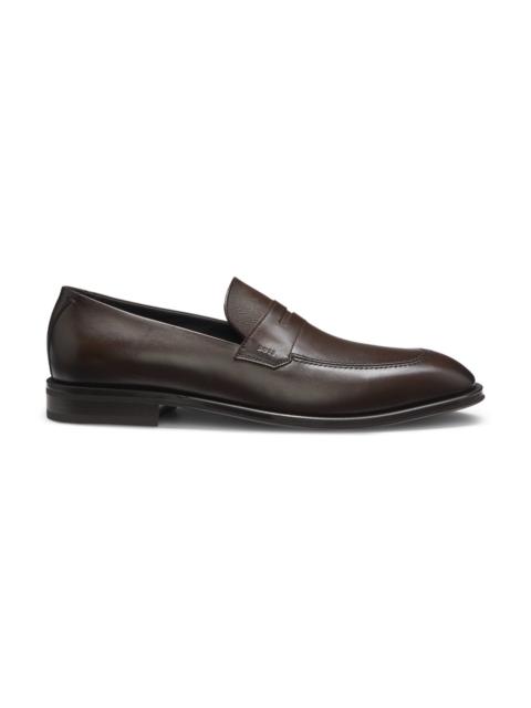 BOSS TEXTURED-TONGUE LOAFERS IN LEATHER