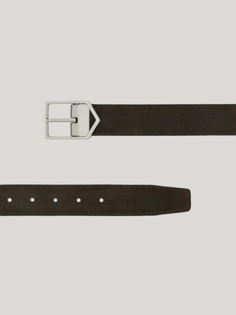 Canali BROWN AND BRIANZA GREEN SUEDE AND NAPPA LEATHER BELT WITH SHINY ARROW BUCKLE