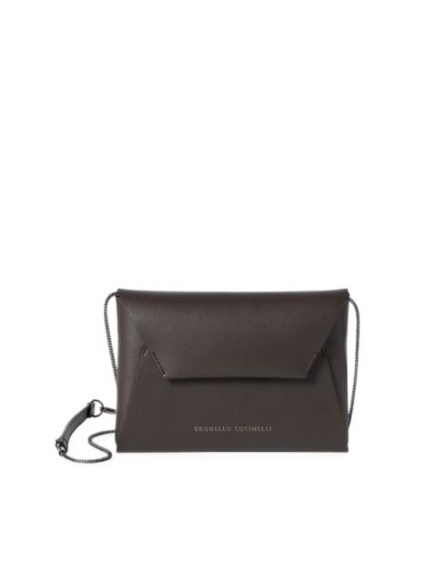 Brunello Cucinelli Duo pochette in calfskin with precious chain