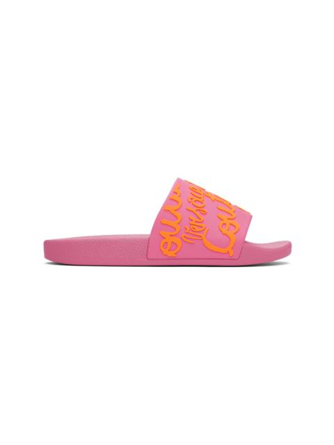 VERSACE JEANS COUTURE Pink Logo Shelly Pool Slides