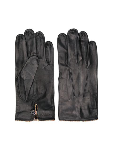 Paul Smith striped trim leather gloves