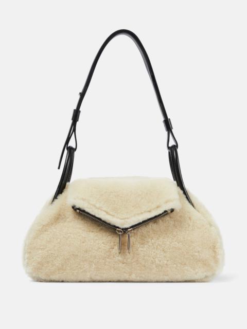 Amina Muaddi Gemini Small shearling shoulder bag