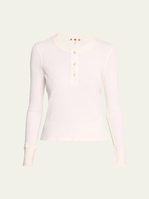 AMO Ribbed Thermal Henley Tee
