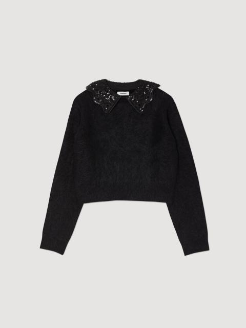 Sandro CROPPED SWEATER WITH SEQUINS