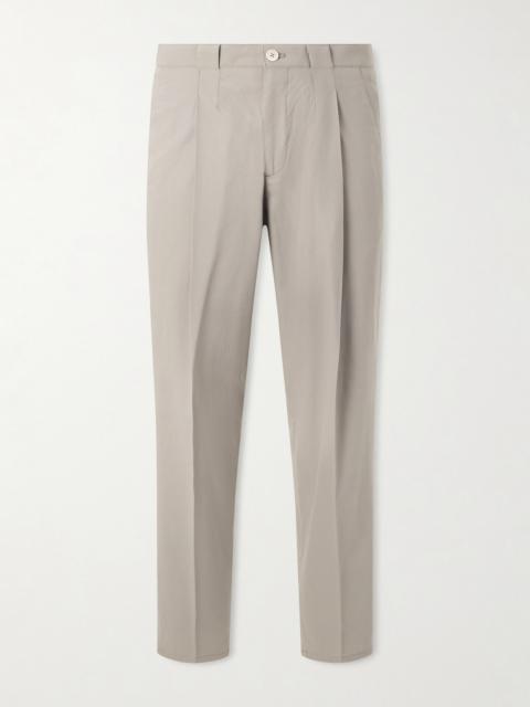 Brunello Cucinelli Straight-Leg Pleated Cotton-Twill Trousers