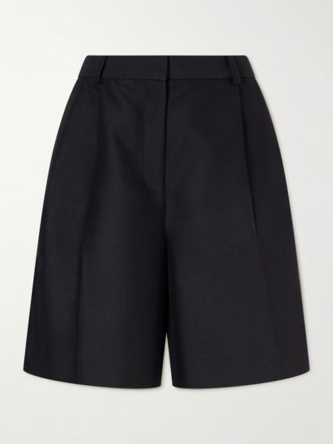 KHAITE Pleated Wool And Silk-blend Cady Shorts