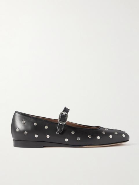 LE MONDE BÉRYL Studded Leather Mary Jane Ballet Flats