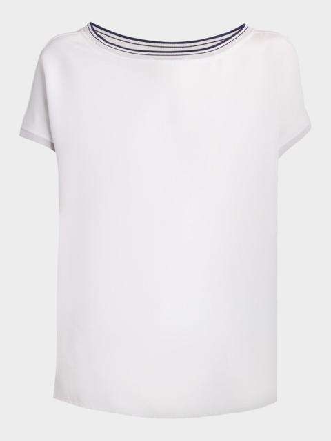 GIORGIO ARMANI Stretch Silk Short-Sleeve Top