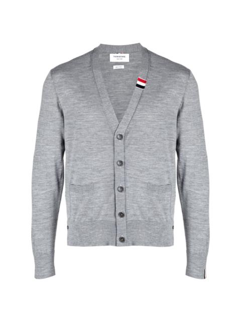 Thom Browne Medium Grey Jersey Stitch Mohair Tweed 4-Bar V-Neck