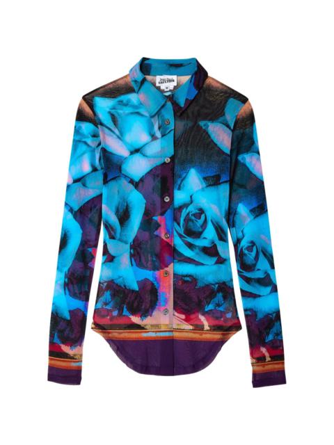 Jean Paul Gaultier floral-print mesh shirt