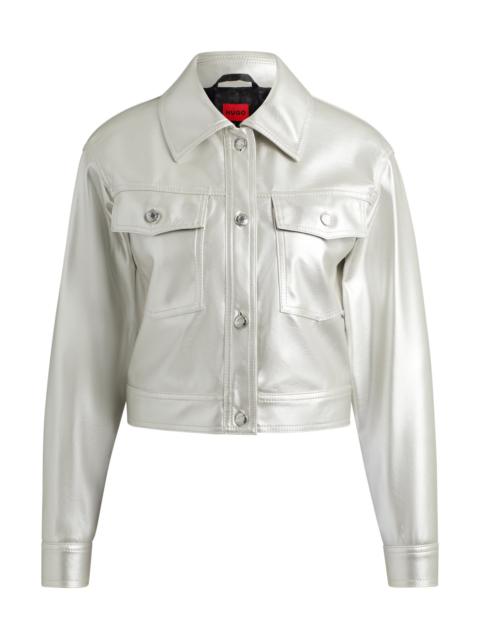 HUGO RELAXED-FIT JACKET IN METALLIC FAUX LEATHER