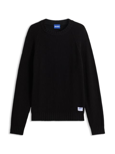 HUGO RELAXED-FIT COTTON SWEATER WITH RAGLAN SLEEVES