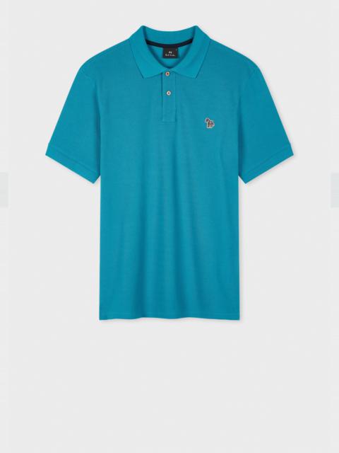 Paul Smith Teal Blue Organic Cotton Zebra Polo Shirt