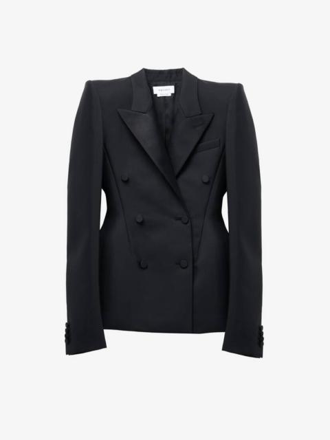 【関税&送料込】Alexander Mcqueen Double-Breasted Jacket Wit ALEXANDER McQUEEN Iris Eye Print White Double Breasted