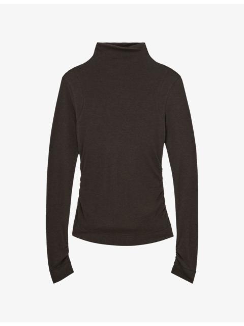 REISS Heidi Mock-Neck Stretch Wool-Blend Top