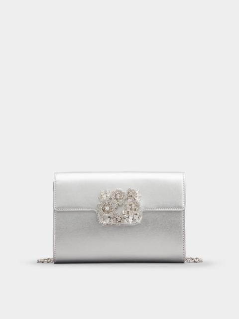 Roger Vivier RV Bouquet Strass Buckle Mini Clutch in Leather