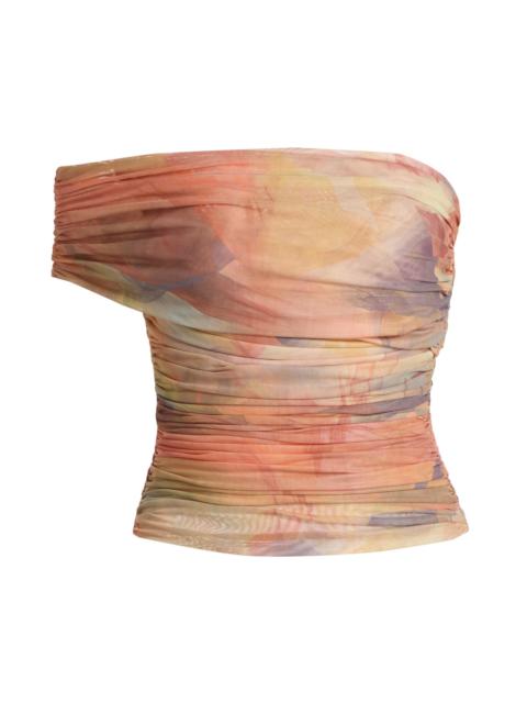 RONNY KOBO Women's Verna Ruched Top - Light Blue Dark Brown Print