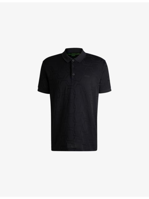 BOSS Geometric-jacquard relaxed-fit cotton polo shirt