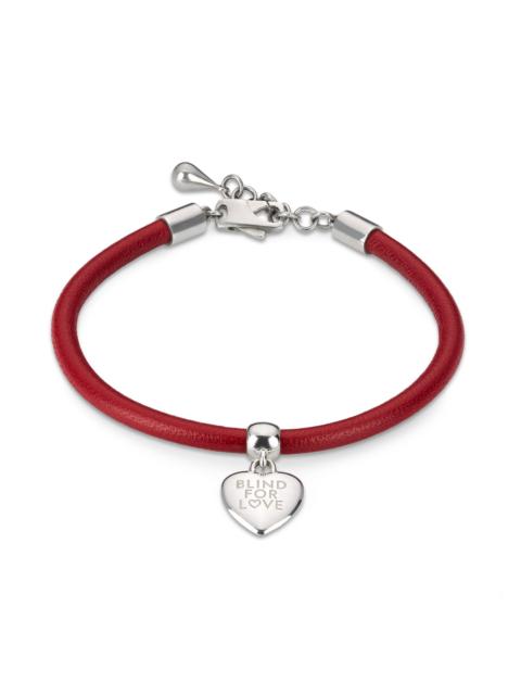 GUCCI Women's Blind For Love Sterling Silver & Leather Heart Charm Bracelet - Red