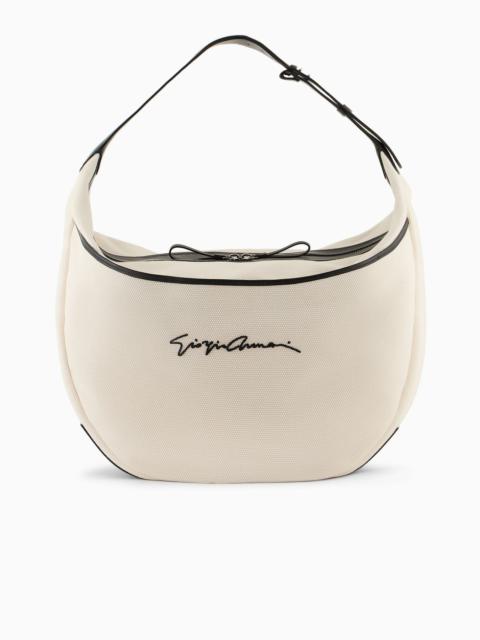 GIORGIO ARMANI Canvas oversized crescent-shaped shoulder bag