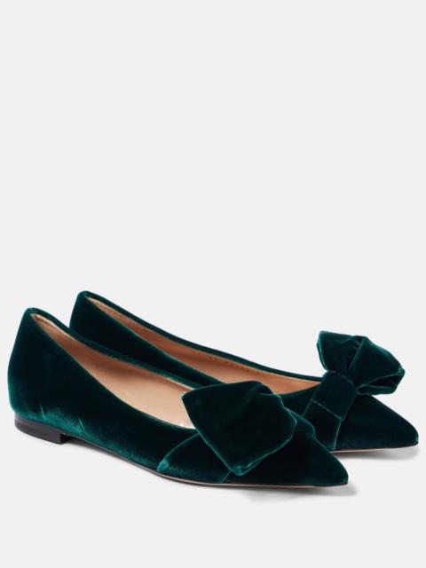 Gianvito Rossi Bow-detail velvet ballet flats