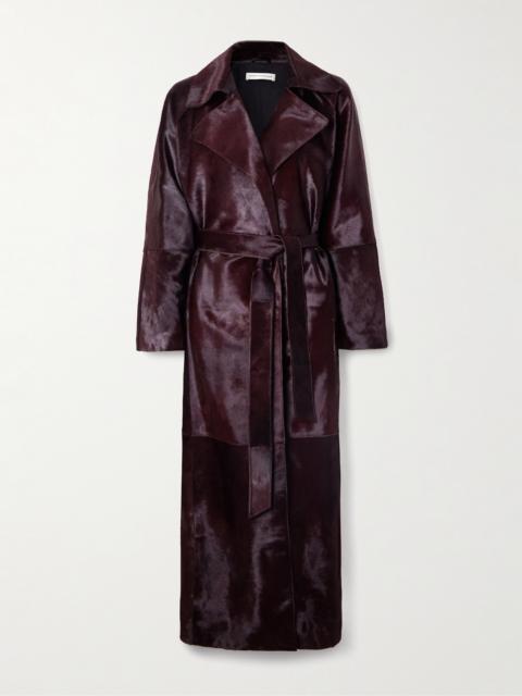 NOUR HAMMOUR Althea Belted Cow Hair Trench Coat