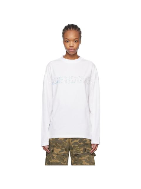 We11done White Sparkle Logo Long-Sleeved T-shirt